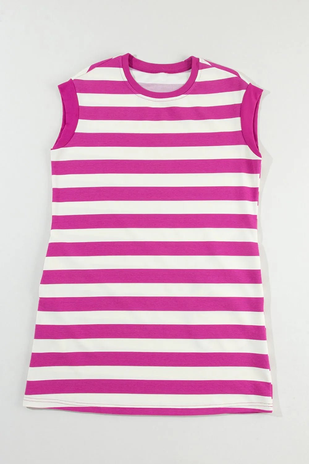 Stripe Cap Sleeve Pocketed Shift Tee Dress