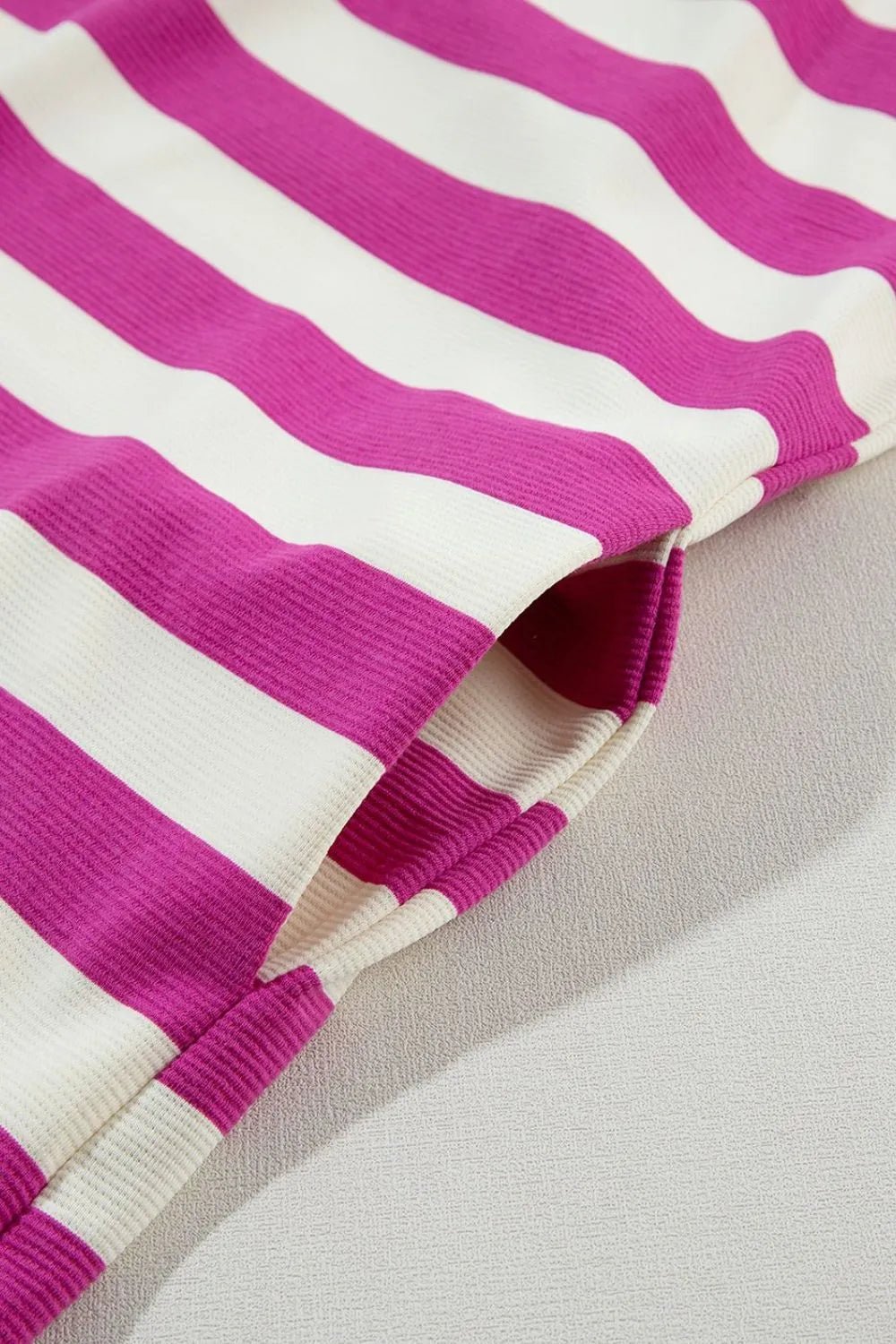 Stripe Cap Sleeve Pocketed Shift Tee Dress