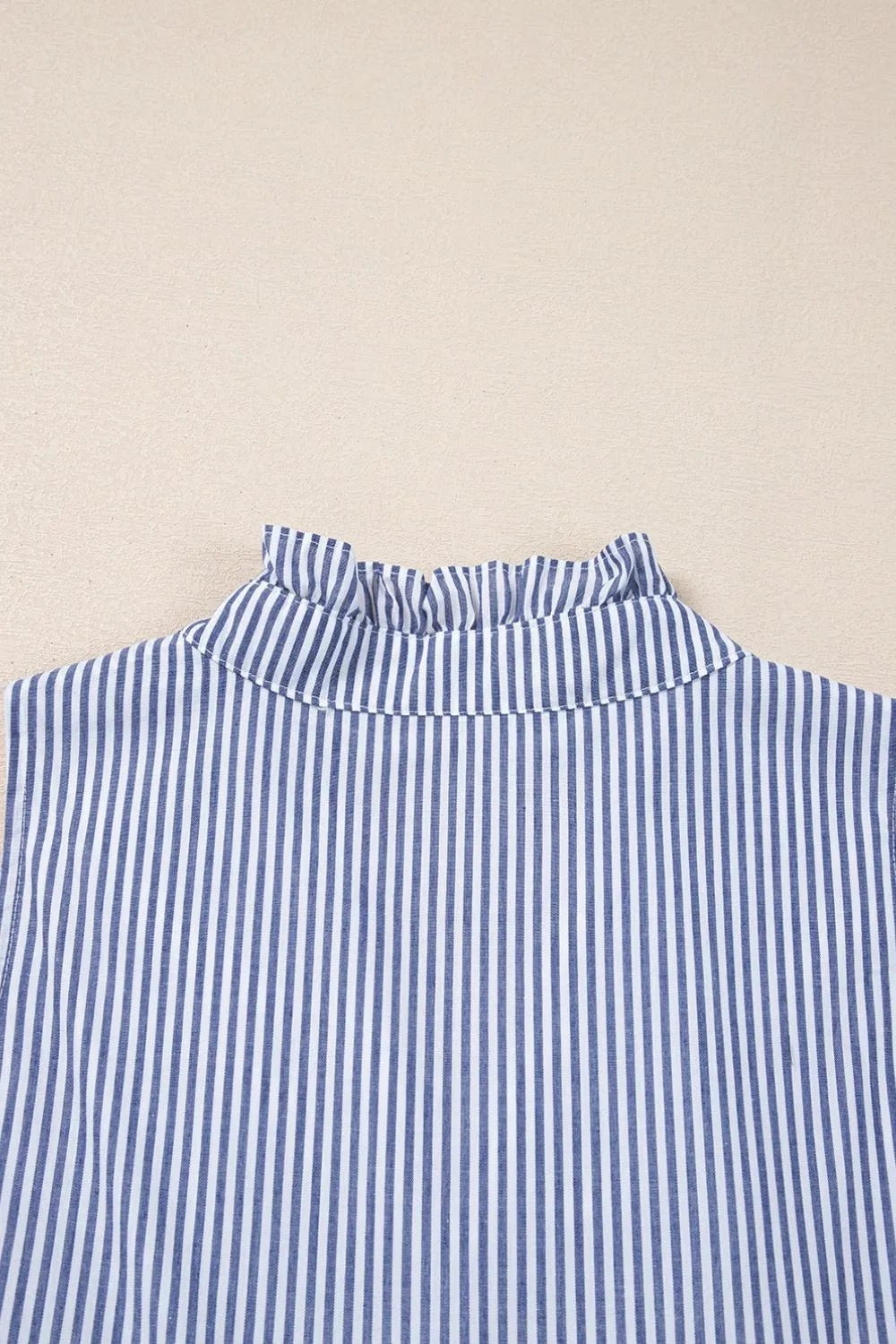 Stripe Sleeveless Notched Ric Rac Mini Dress