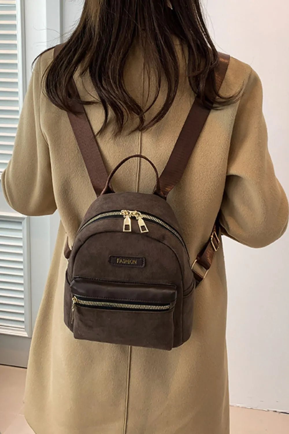 Suede Adjustable Strap Backpack BagBag