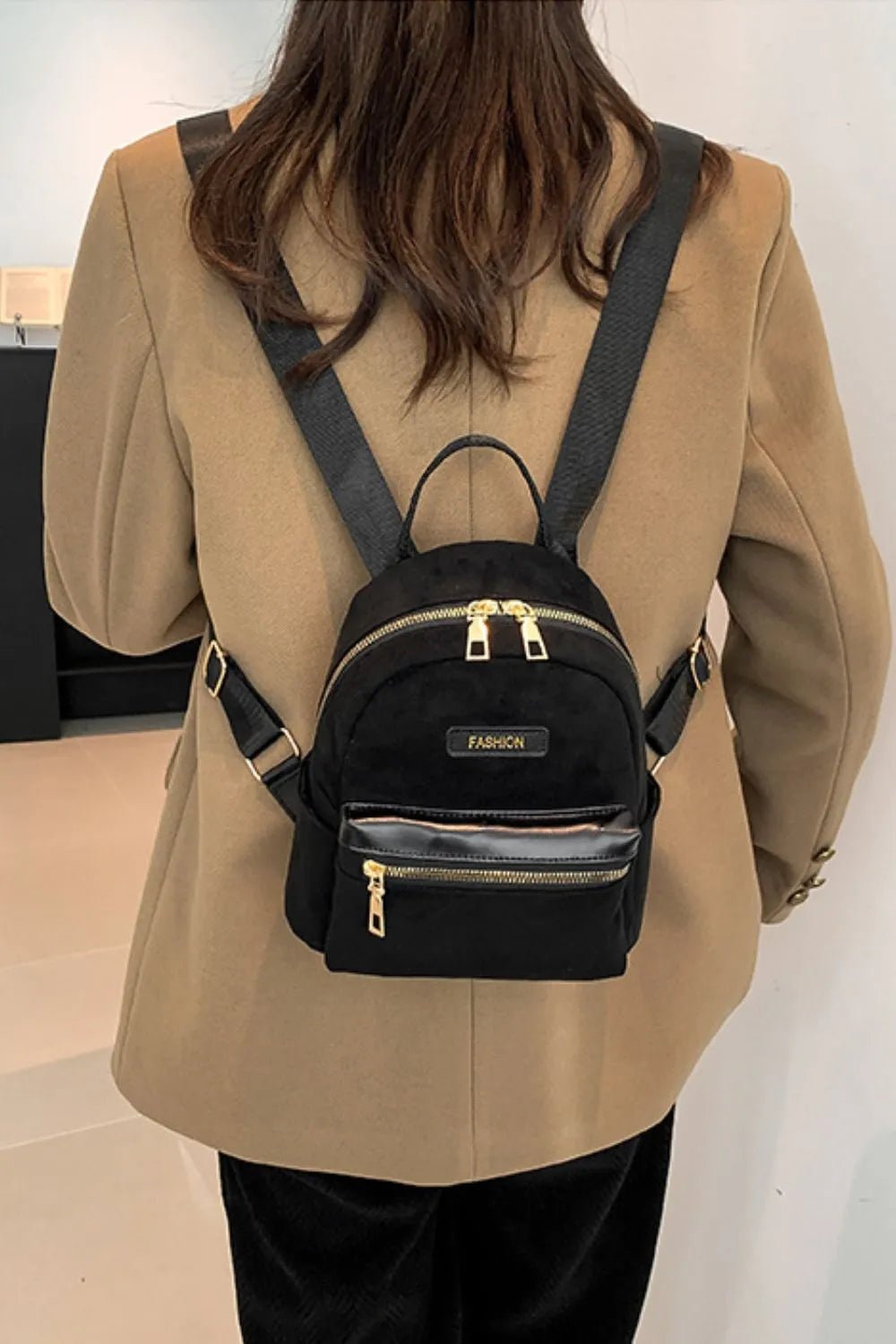 Suede Adjustable Strap Backpack BagBag