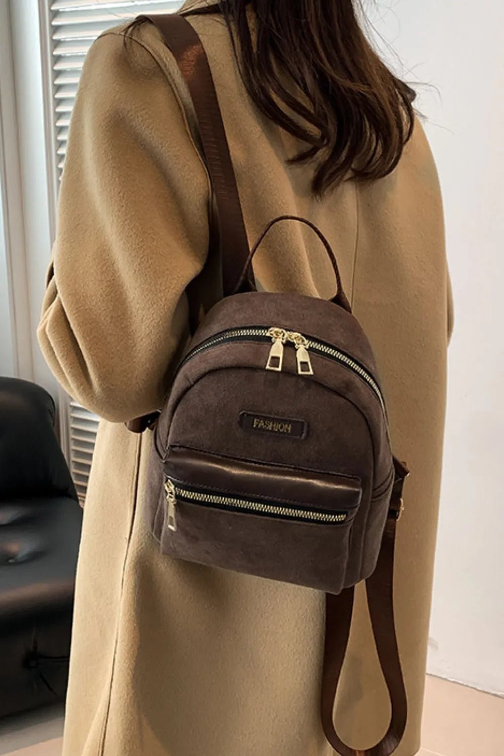 Suede Adjustable Strap Backpack BagBag