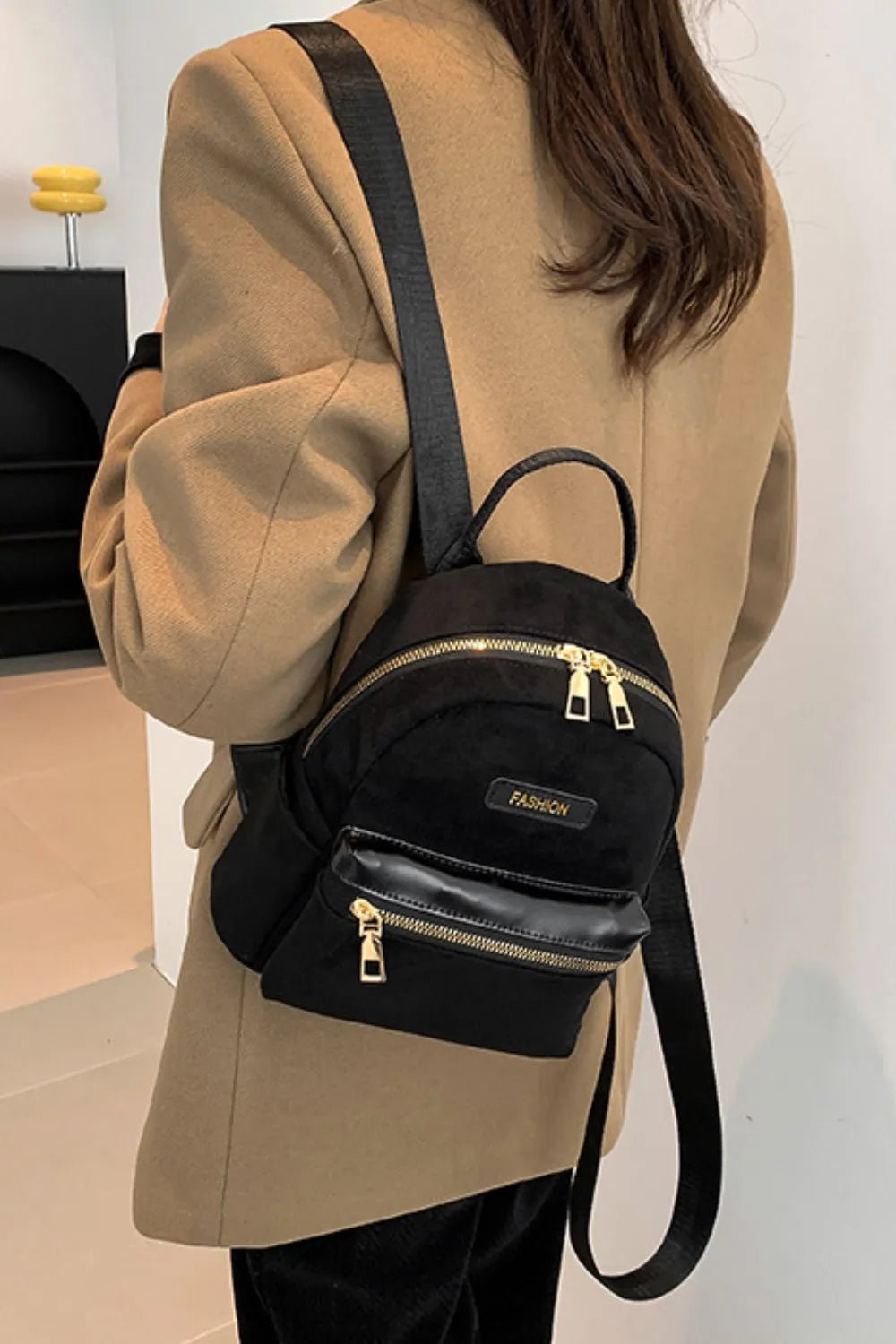 Suede Adjustable Strap Backpack BagBag