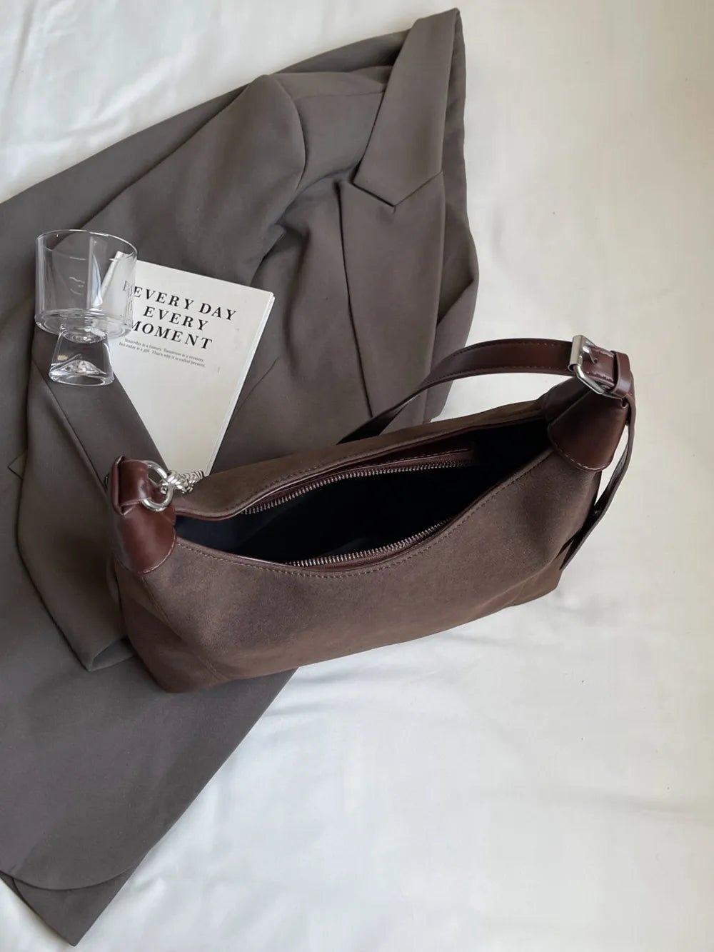 Suede Adjustable Strap Shoulder BagBag