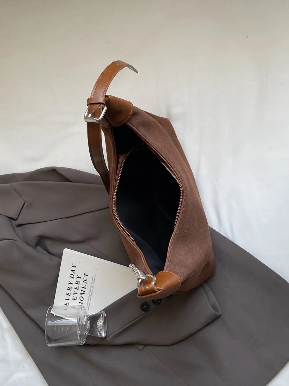 Suede Adjustable Strap Shoulder BagBag