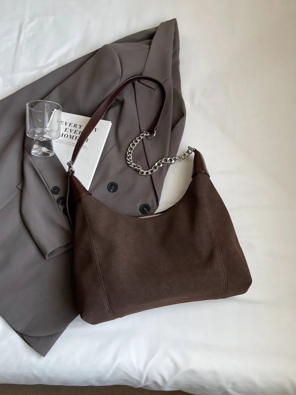 Suede Adjustable Strap Shoulder BagBag