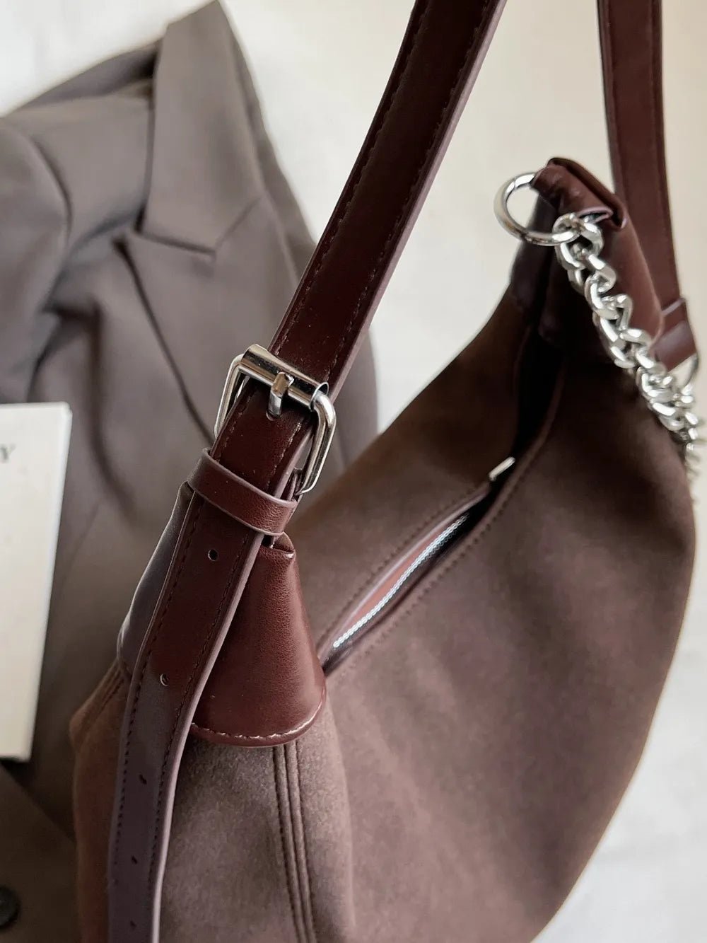 Suede Adjustable Strap Shoulder BagBag