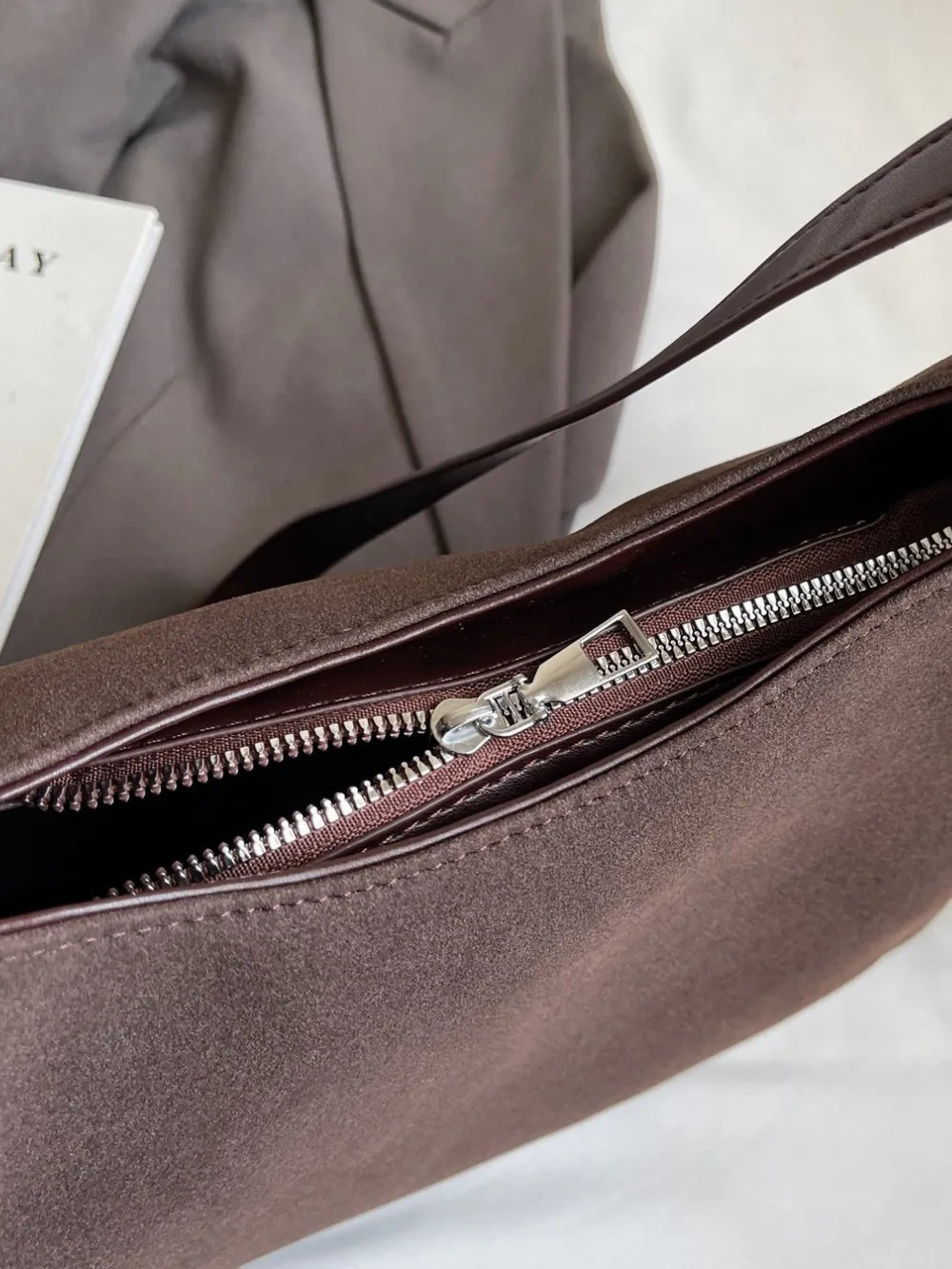 Suede Adjustable Strap Shoulder BagBag