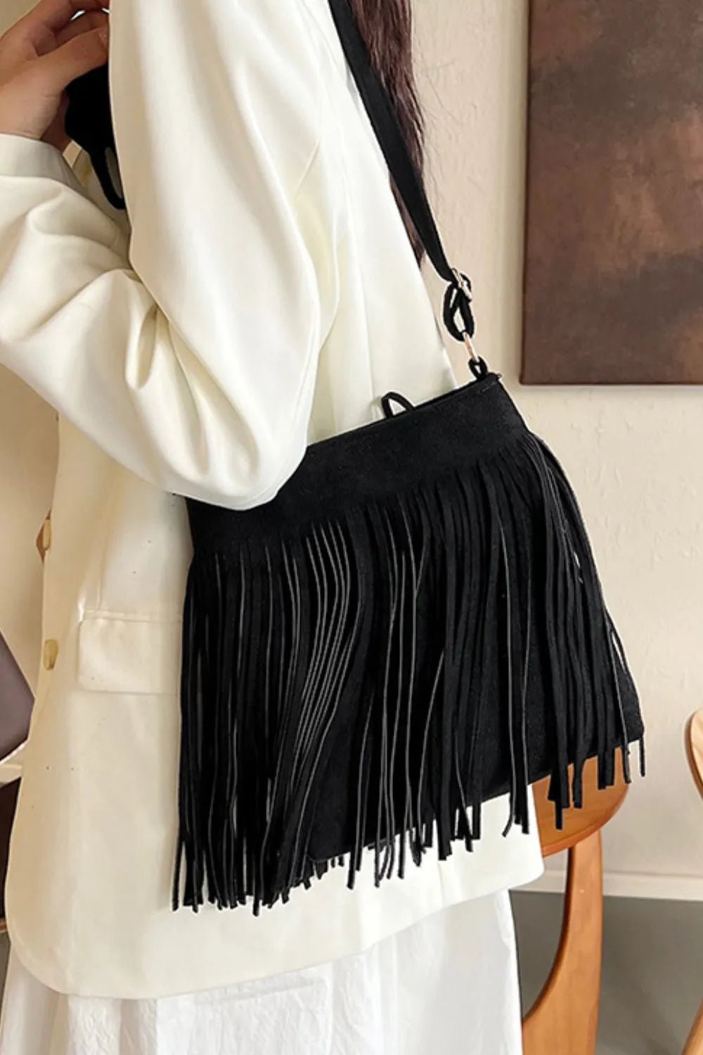 Suede Fringe Shoulder BagBag