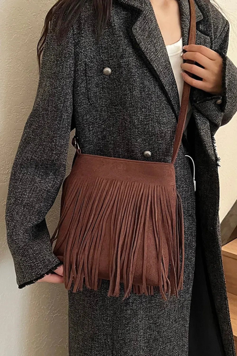 Suede Fringe Shoulder BagBag