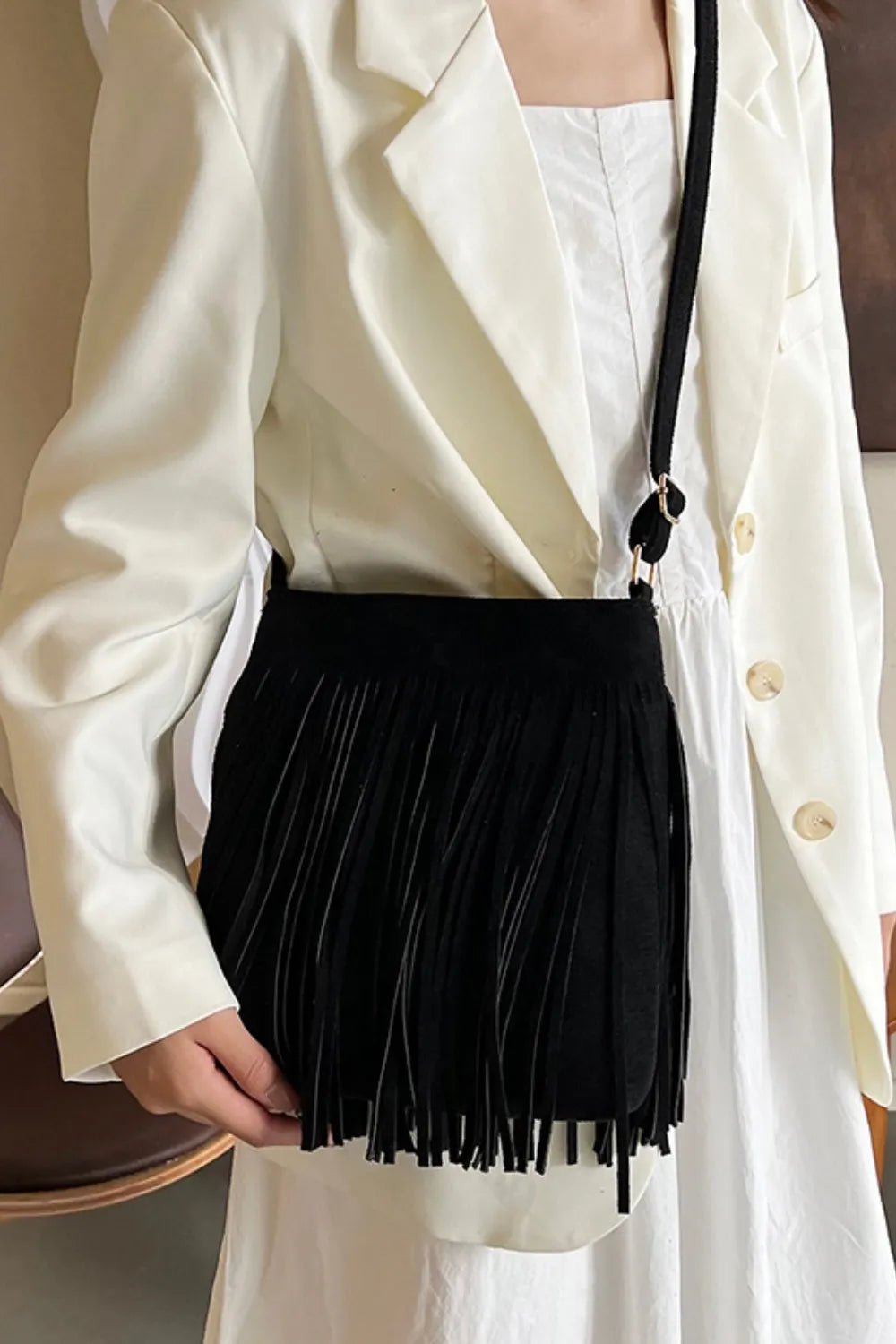 Suede Fringe Shoulder BagBag