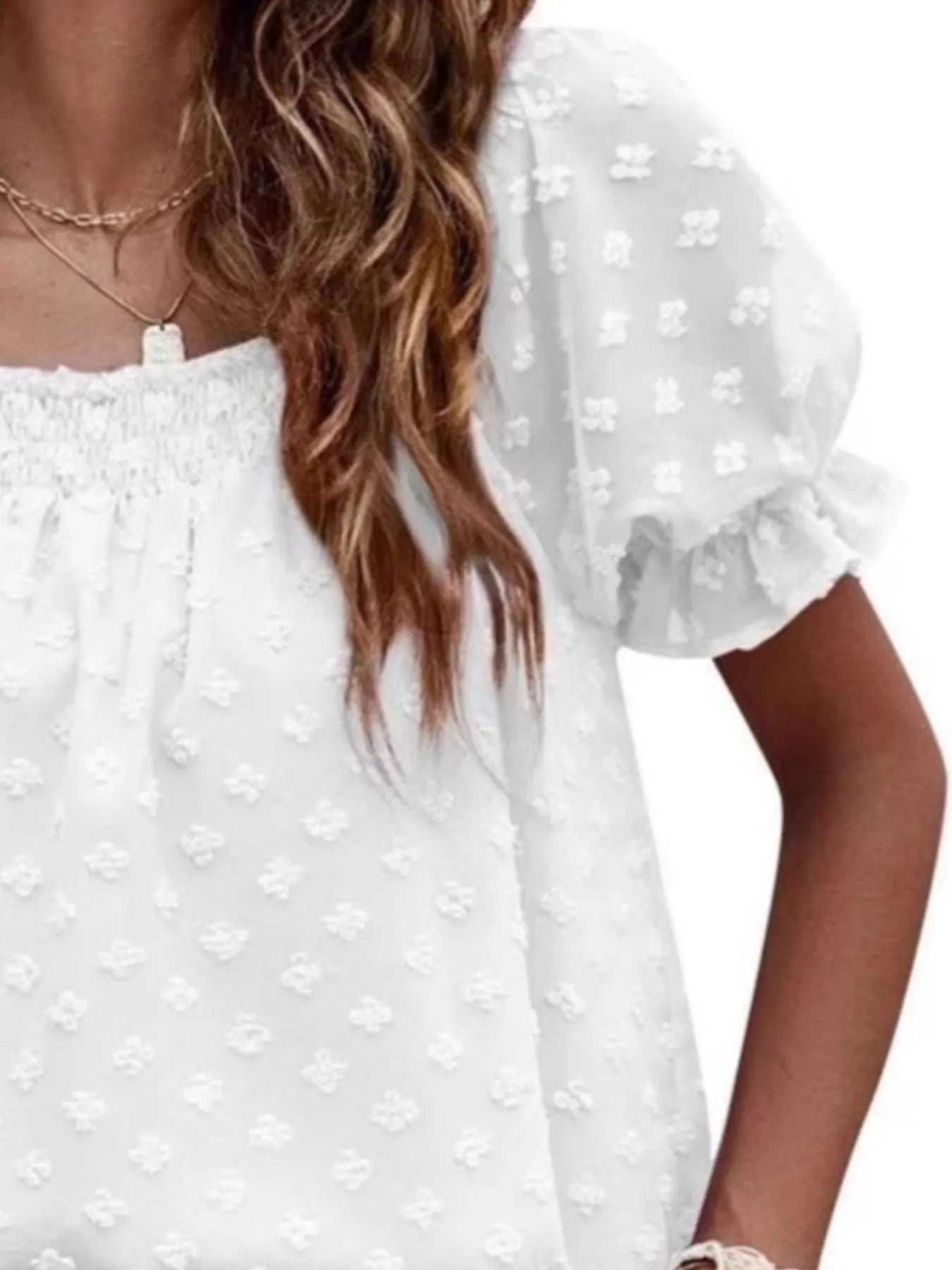 Swiss Dot Square Neck BlouseTop