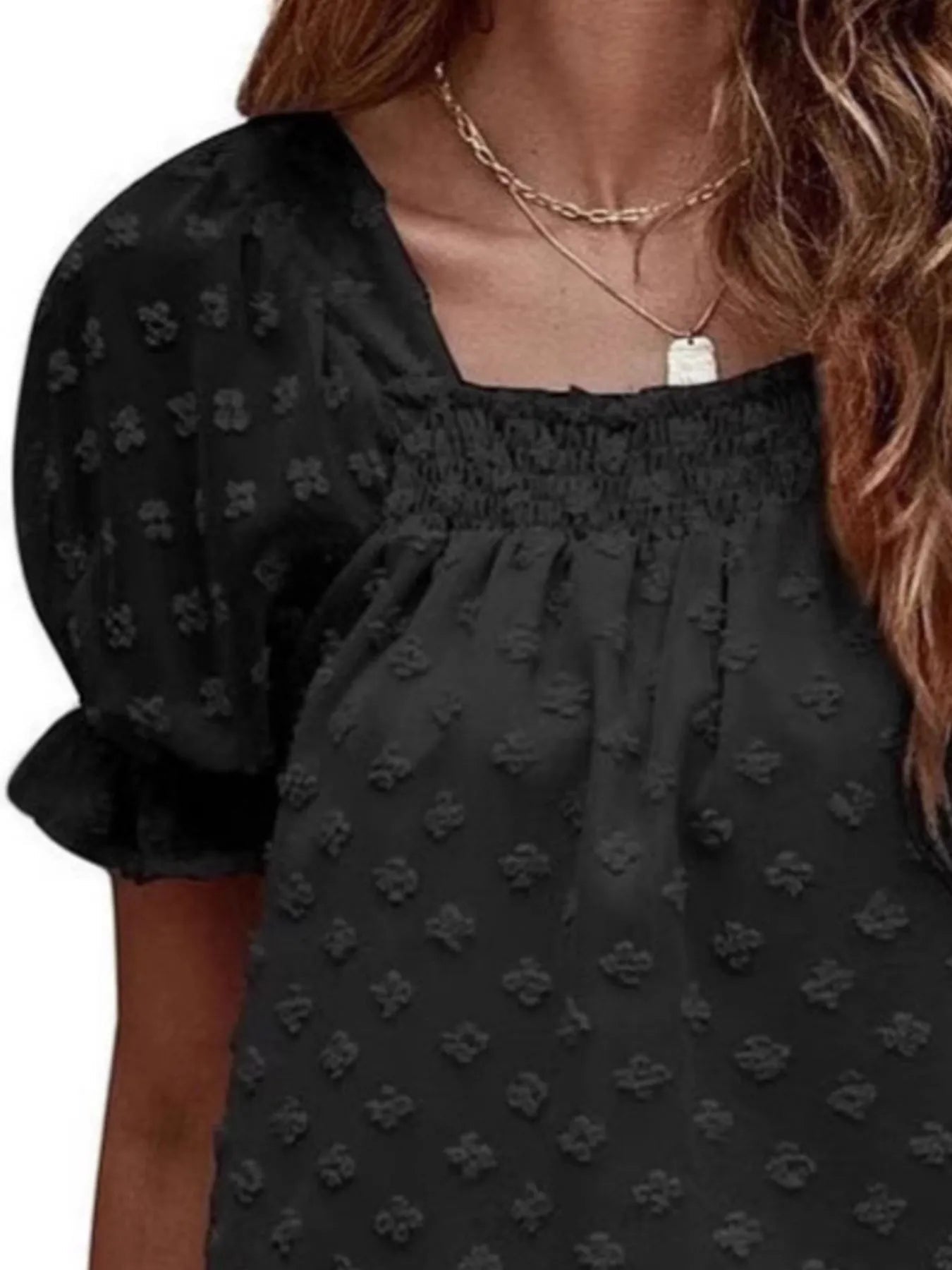 Swiss Dot Square Neck BlouseTop