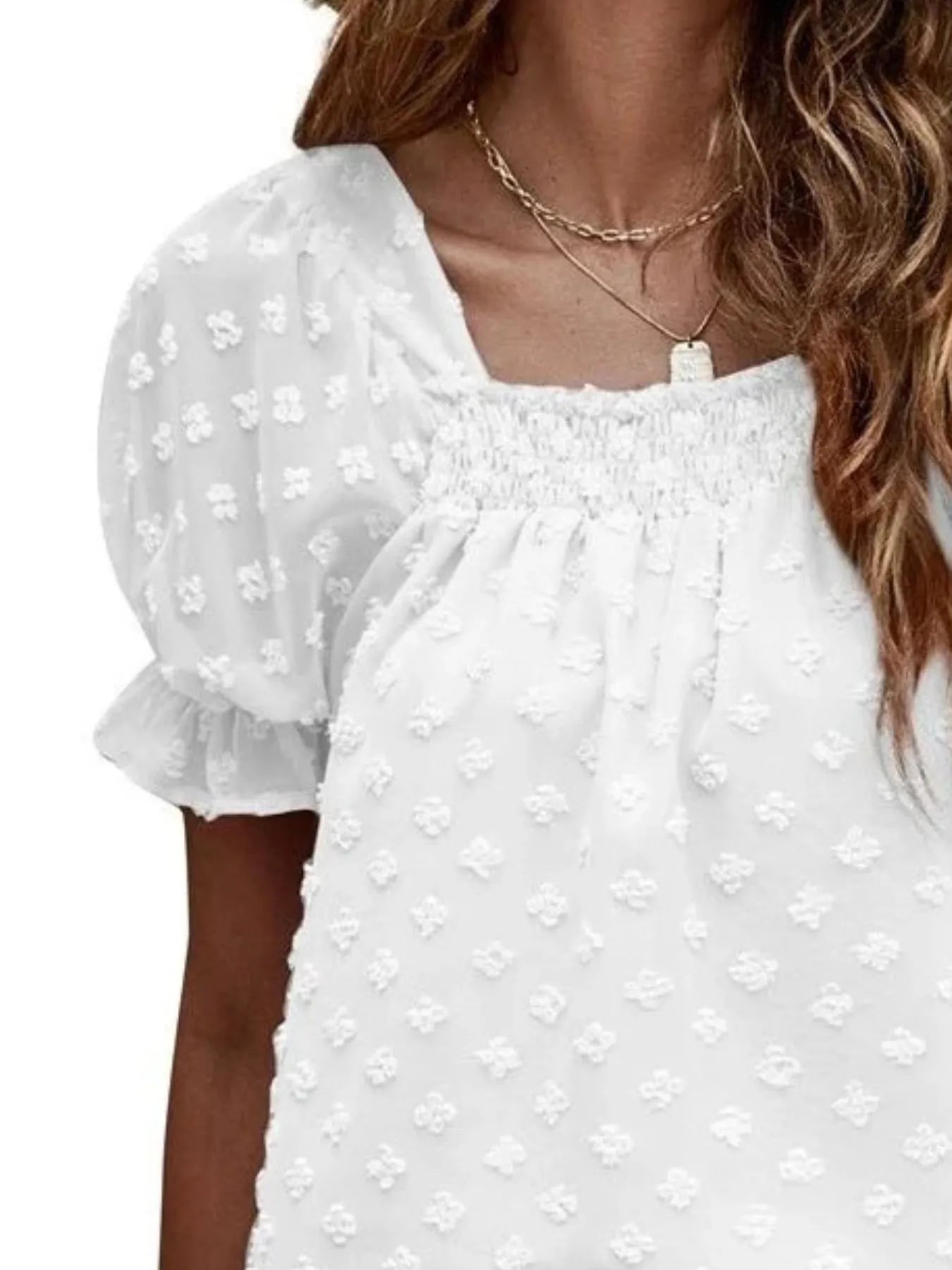 Swiss Dot Square Neck BlouseTop
