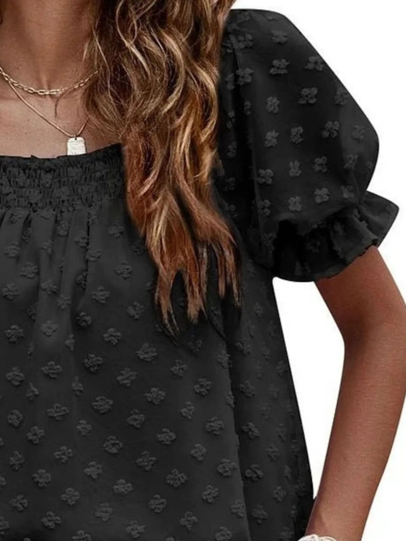Swiss Dot Square Neck BlouseTop