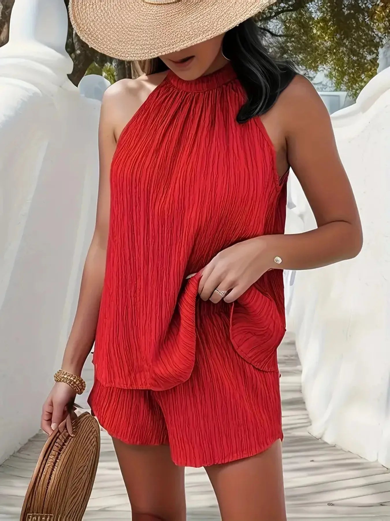 Textured Cami and Shorts Set