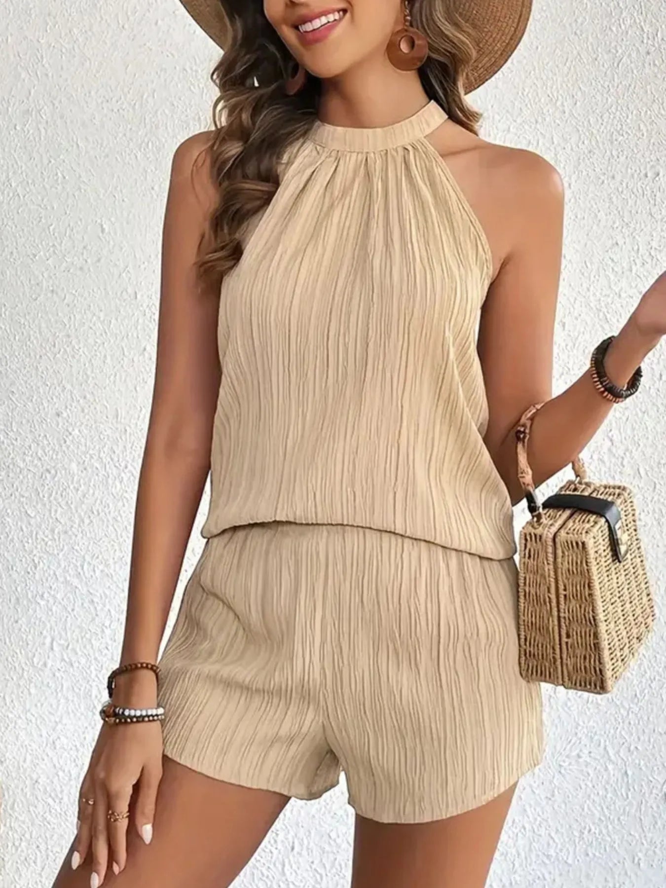 Textured Cami and Shorts Set