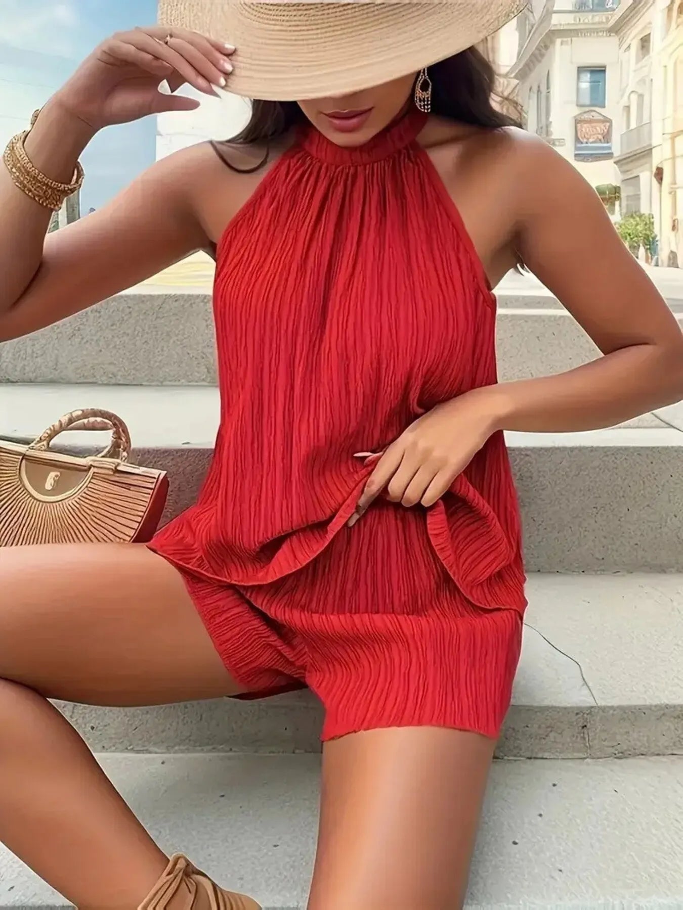 Textured Cami and Shorts Set