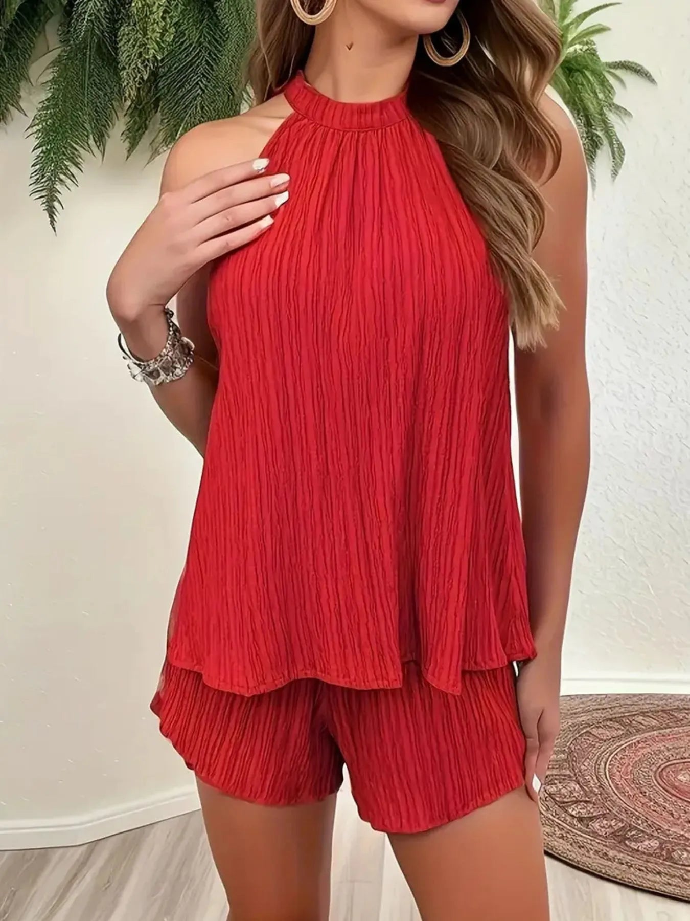 Textured Cami and Shorts Set