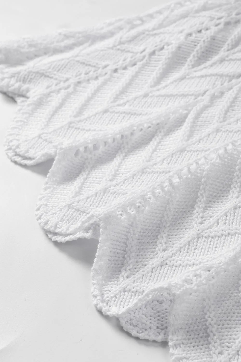 Tie Straps Wave Stripes Textured Eyelet Knitted Vest