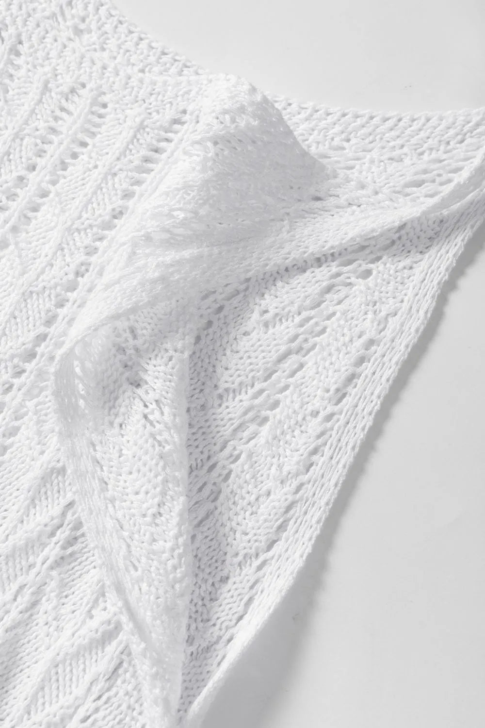 Tie Straps Wave Stripes Textured Eyelet Knitted Vest