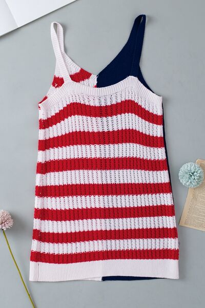 US Flag Theme V - Neck Knit Cami