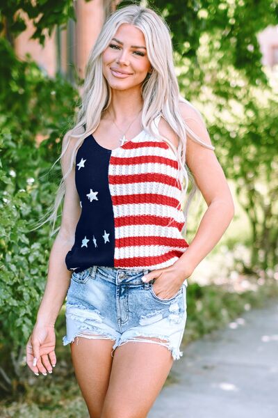 US Flag Theme V - Neck Knit Cami