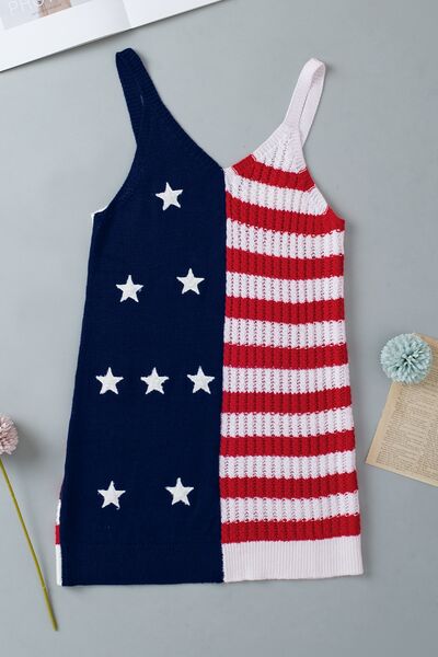 US Flag Theme V - Neck Knit Cami