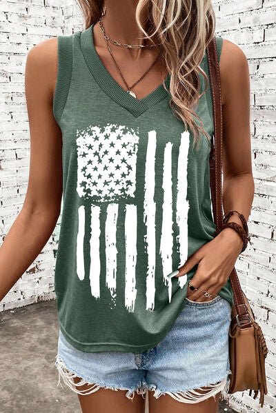 US Flag V - Neck Tank