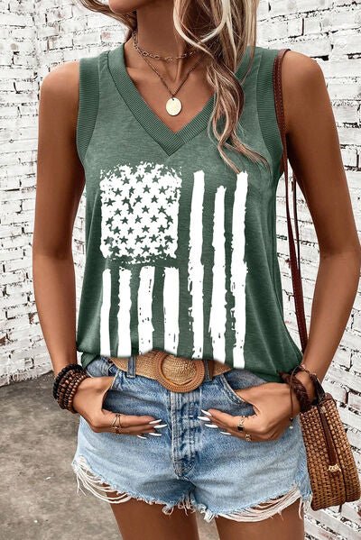 US Flag V - Neck Tank