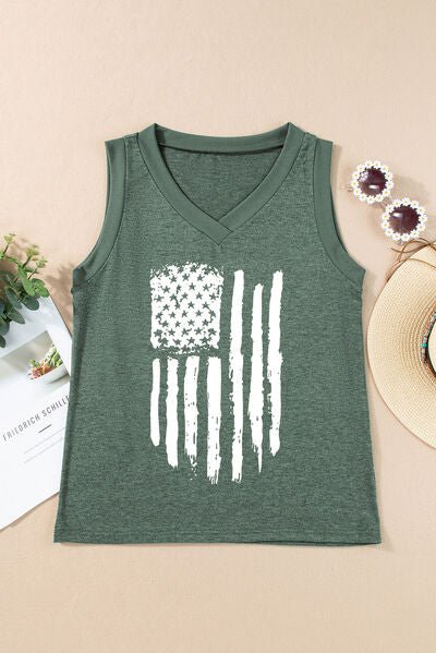 US Flag V - Neck Tank