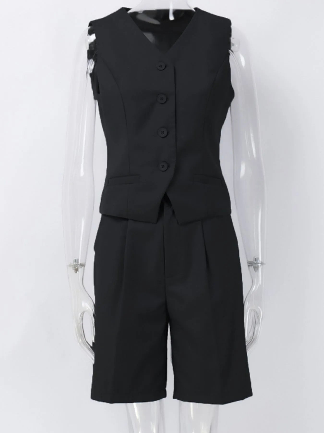 V - Neck Vest and Pants Two - Piece Blazer Set