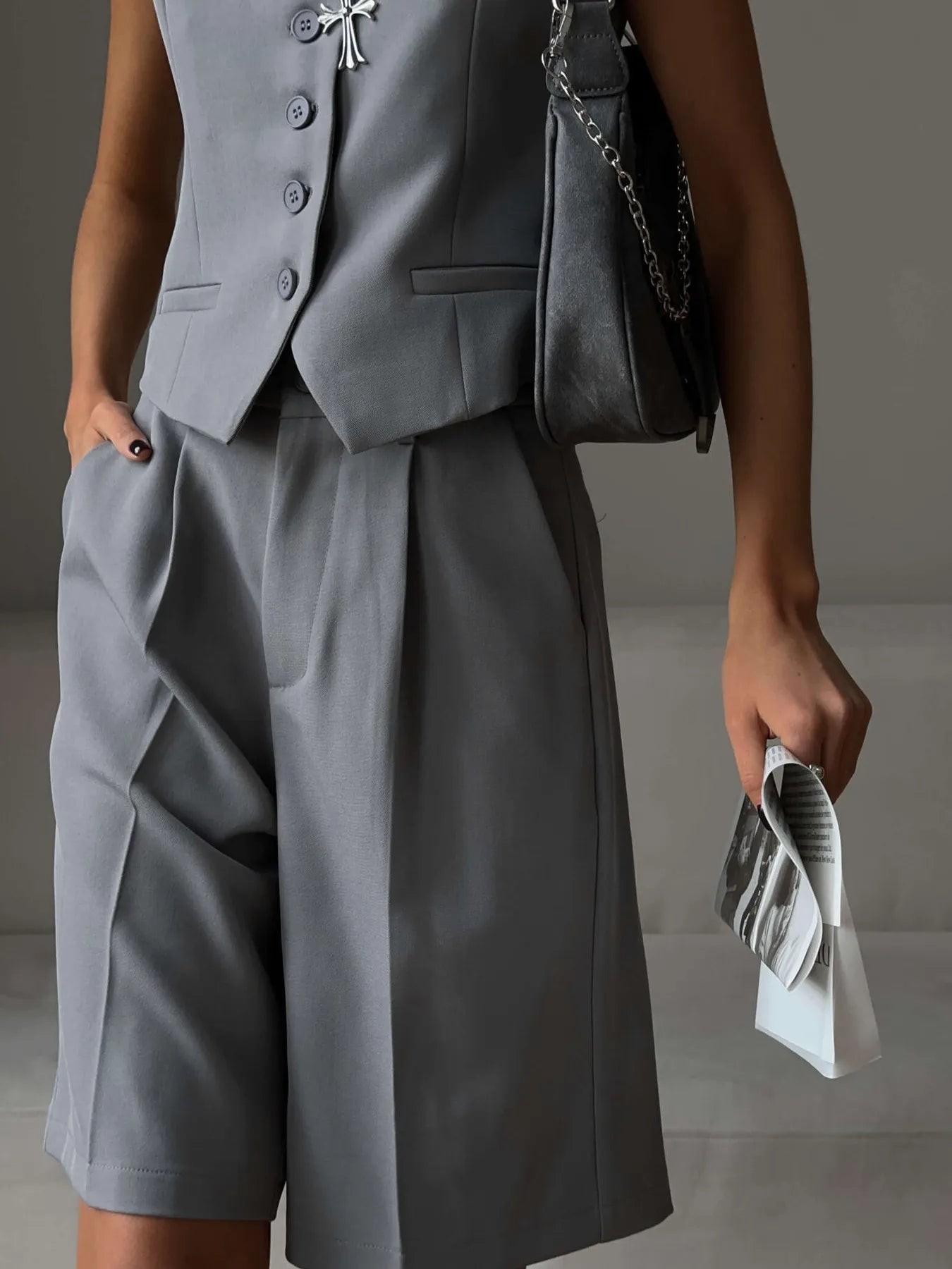 V - Neck Vest and Pants Two - Piece Blazer Set