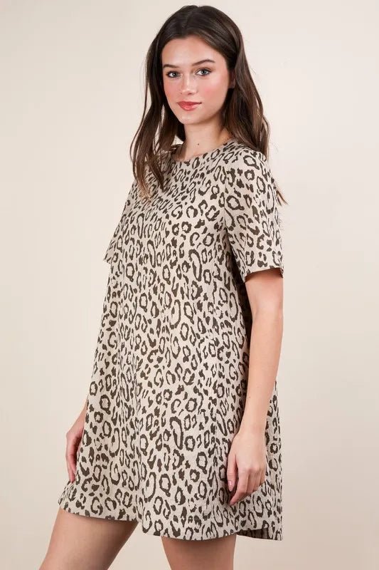 VERY J Leopard Printed Comfy Mini Dress