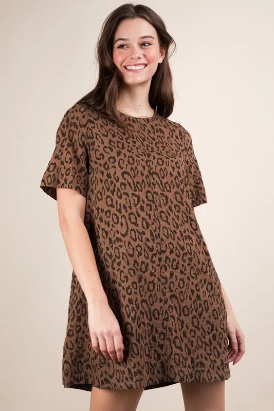 VERY J Leopard Printed Comfy Mini Dress