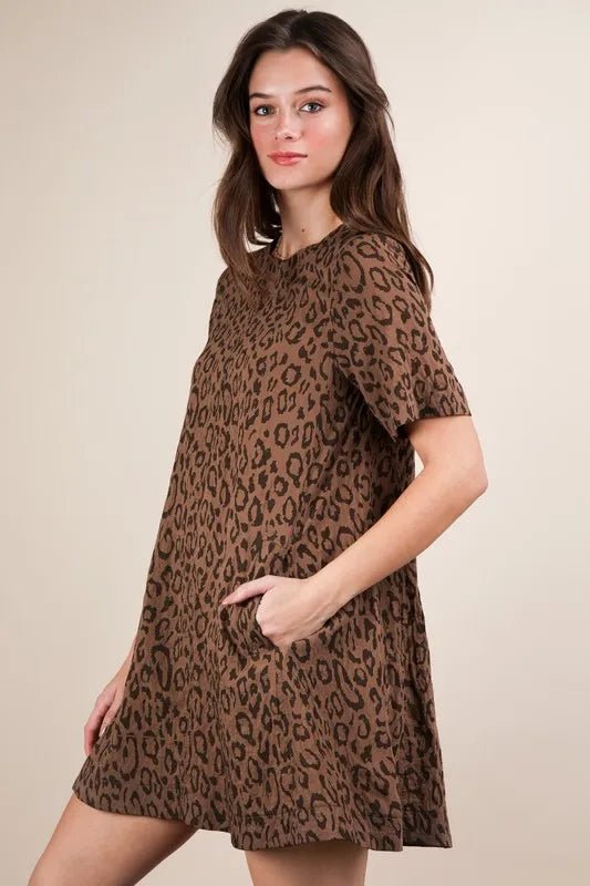 VERY J Leopard Printed Comfy Mini Dress