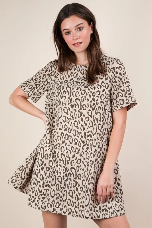 VERY J Leopard Printed Comfy Mini Dress
