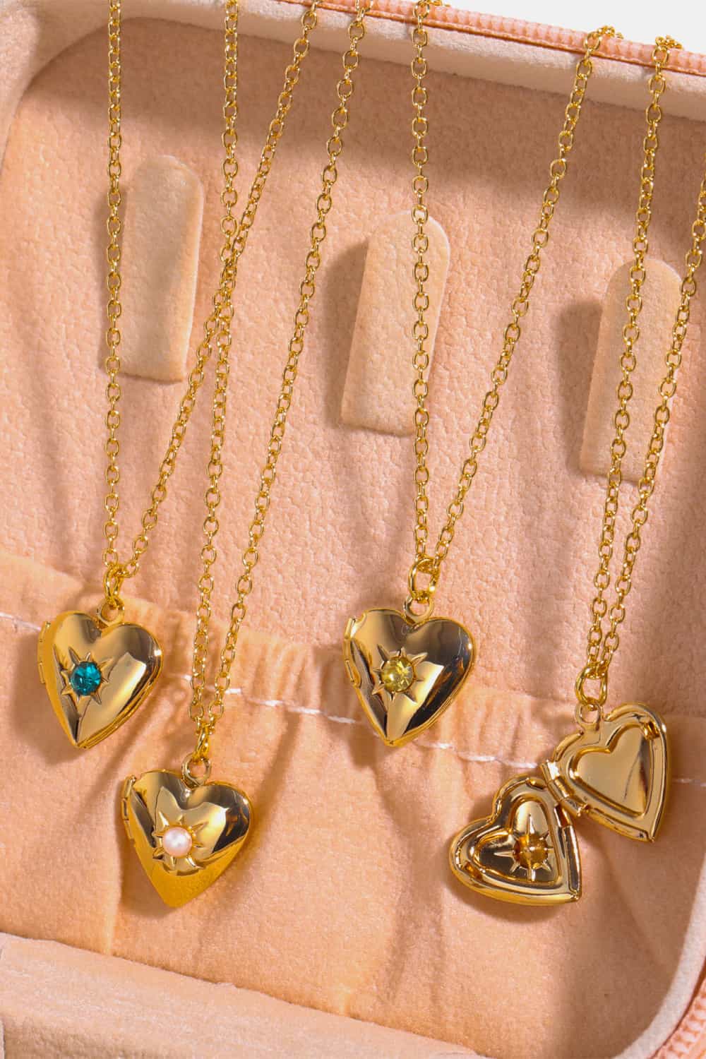 Zircon Heart Shape 14K Gold - Plated Pendant Necklace