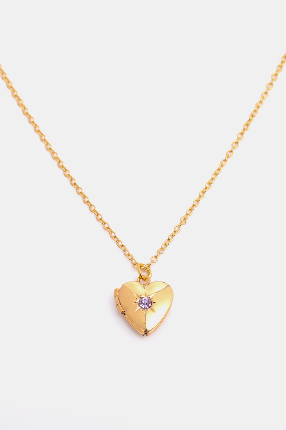 Zircon Heart Shape 14K Gold - Plated Pendant Necklace