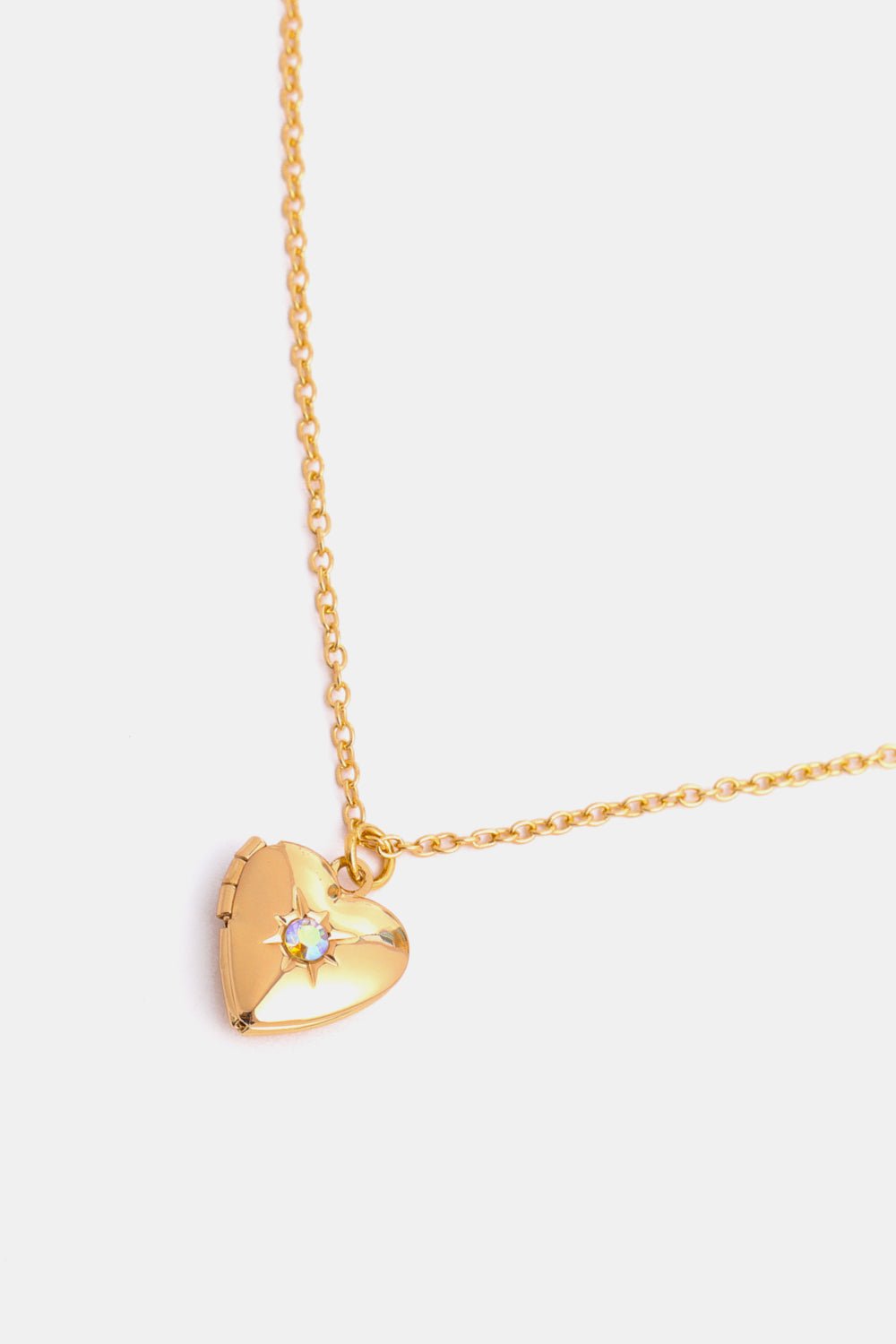 Zircon Heart Shape 14K Gold - Plated Pendant Necklace