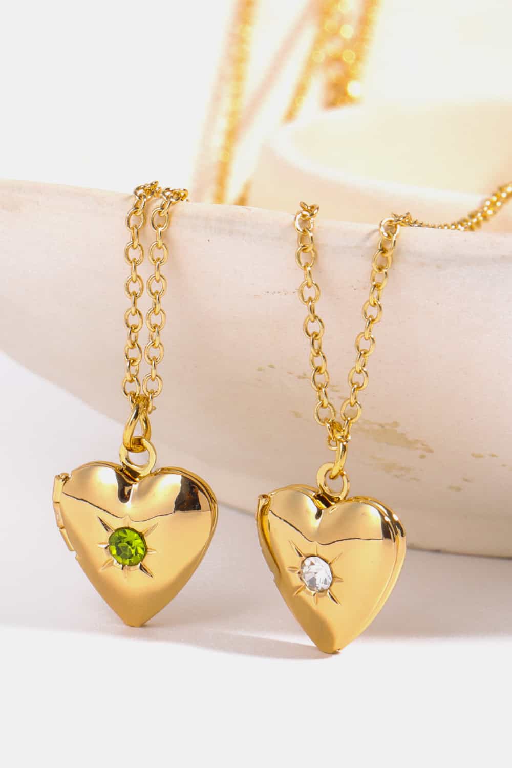 Zircon Heart Shape 14K Gold - Plated Pendant Necklace
