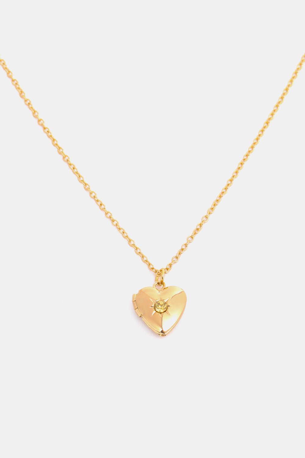 Zircon Heart Shape 14K Gold - Plated Pendant Necklace