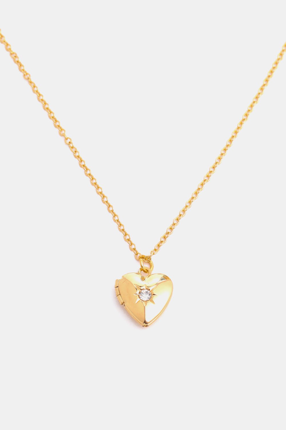 Zircon Heart Shape 14K Gold - Plated Pendant Necklace