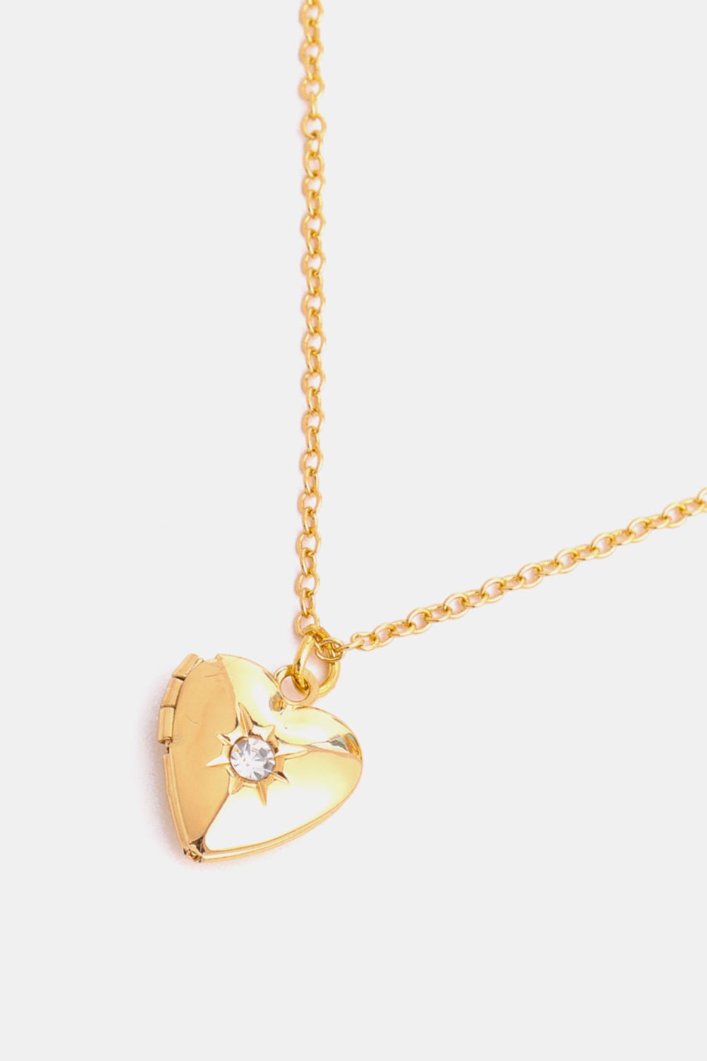 Zircon Heart Shape 14K Gold - Plated Pendant Necklace