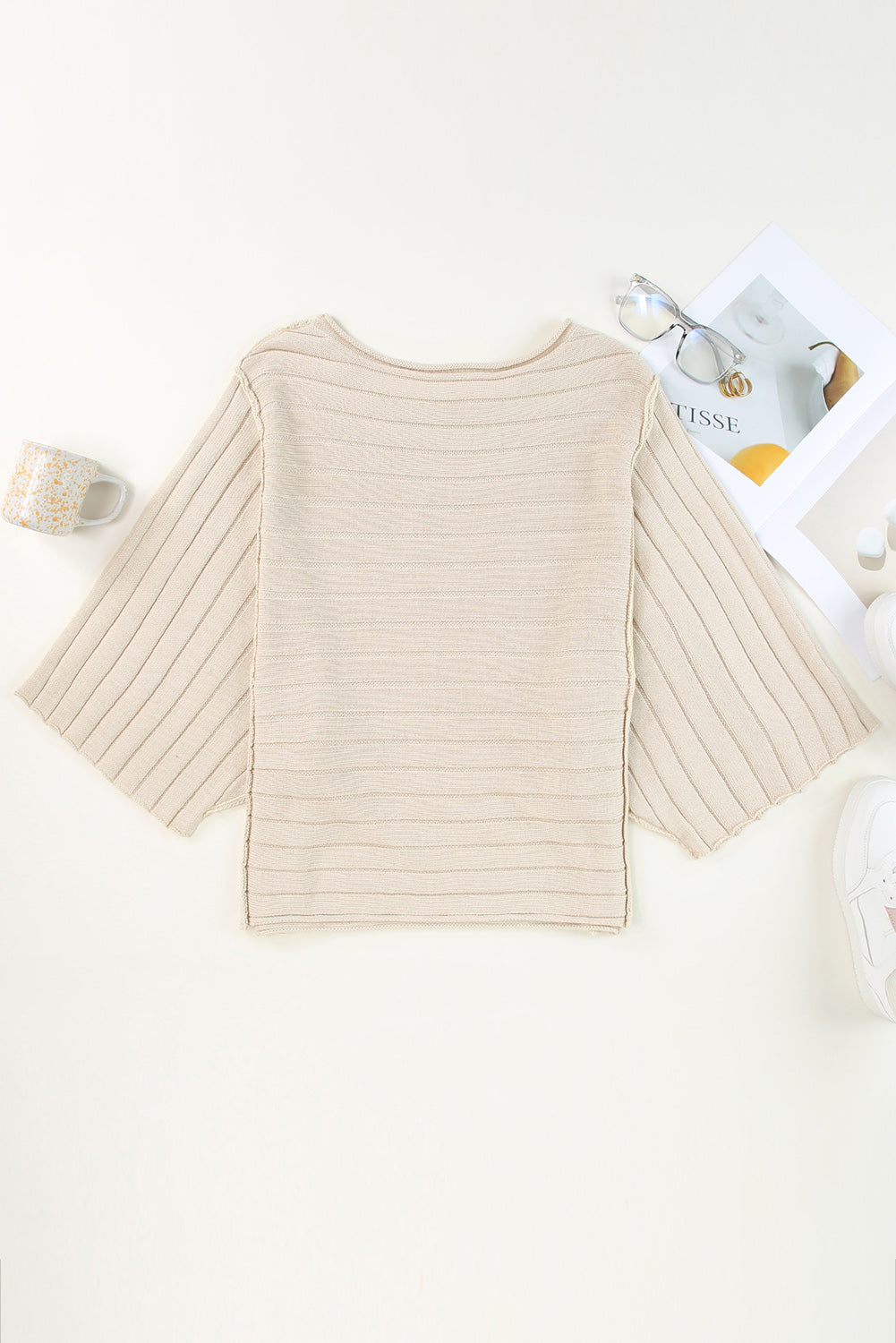 Round Neck Exposed Seams Pullover Top - Classique Collection