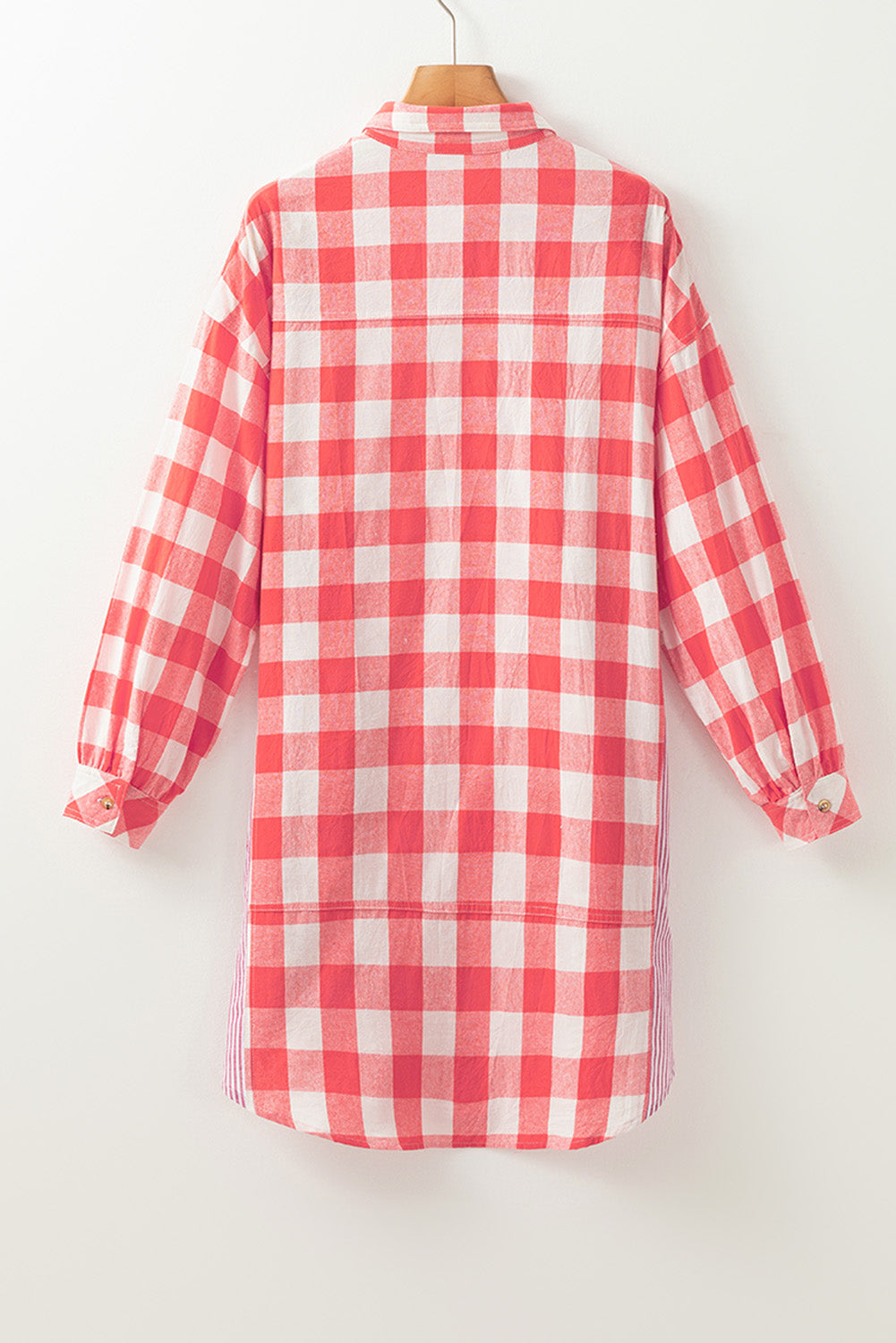 Plaid Collared Neck Long Sleeve Shirt Dress - Classique Collection