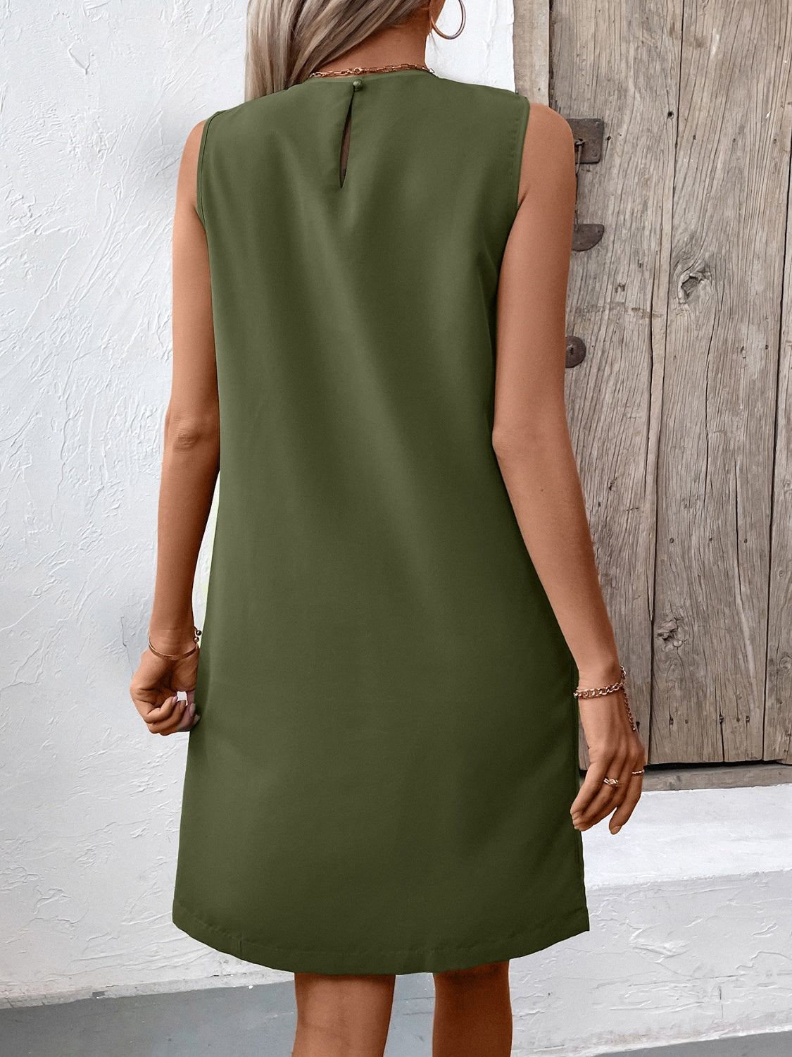 Ivy Lane Pocketed Round Neck Sleeveless Mini Dress - Classique Collection