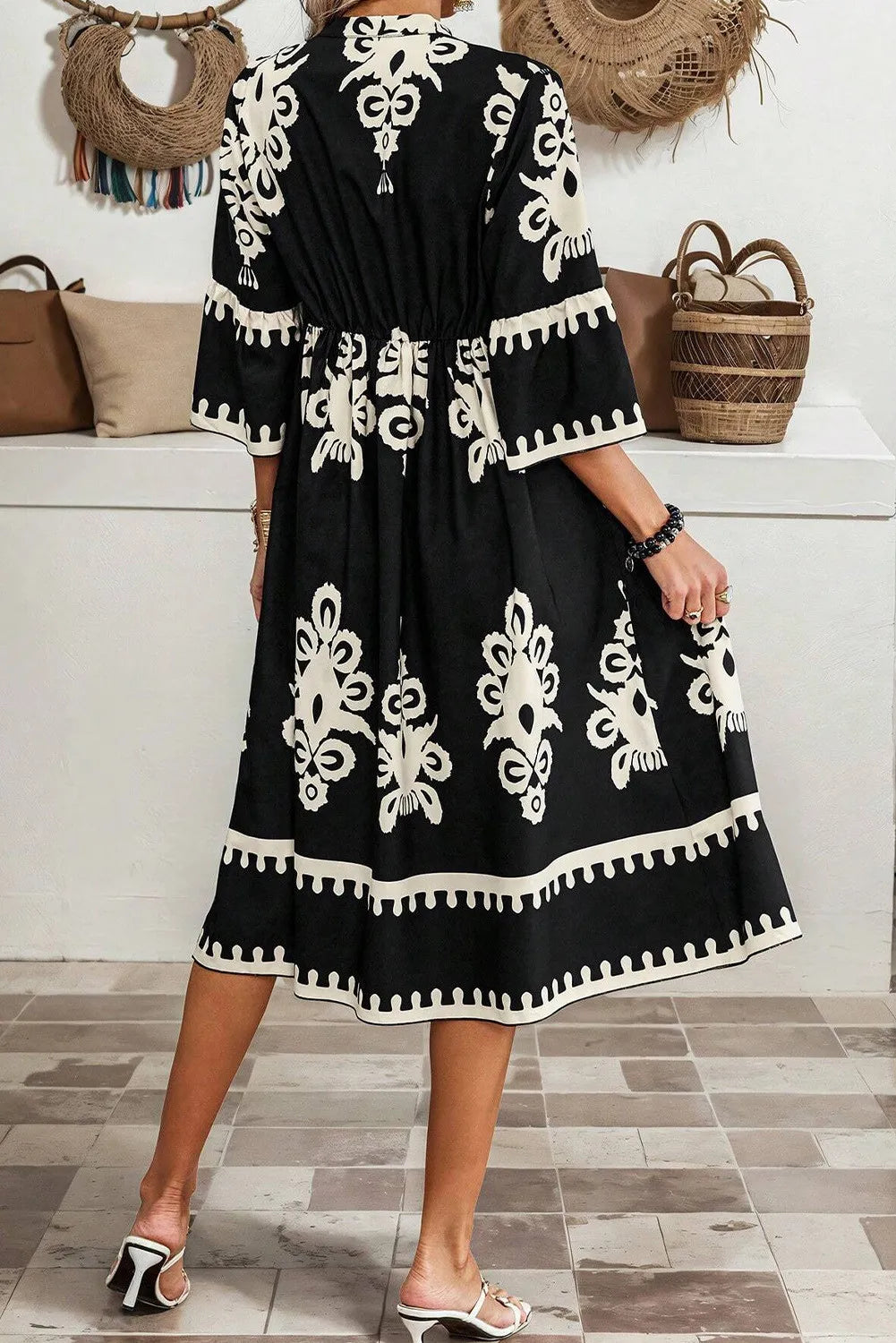 Printed Half Sleeve Knee Length Dress - Classique Collection