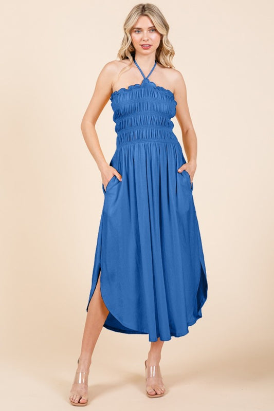 Culture Code Tie Back Shirring Dress with Pockets - Classique Collection