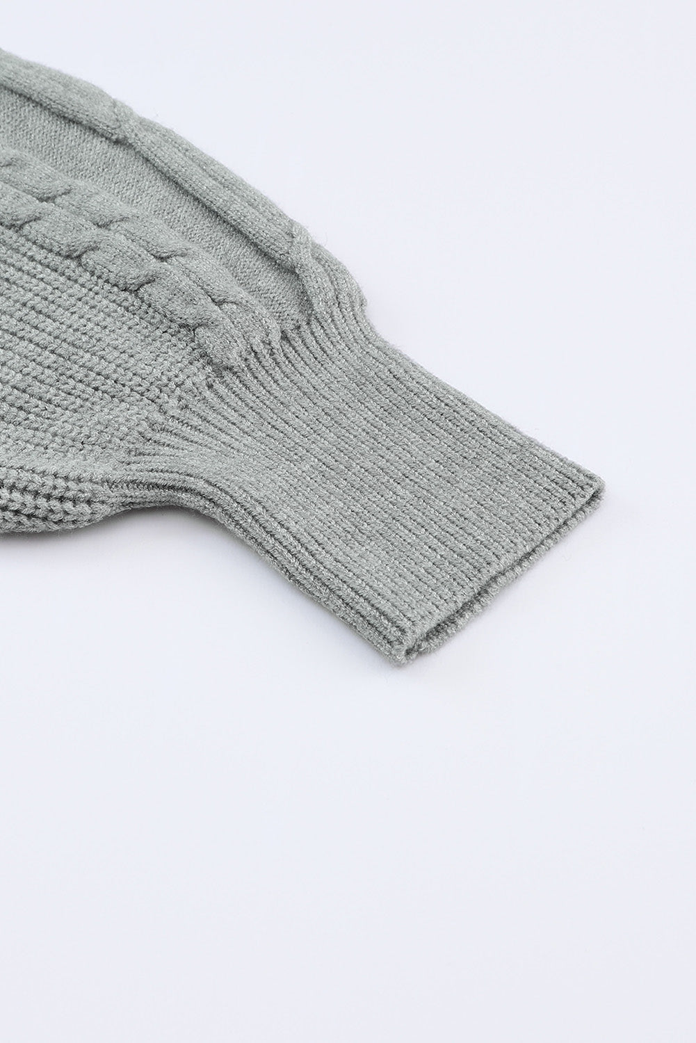 Cable-Knit Surplice Lantern Sleeve Sweater Dress - Classique Collection